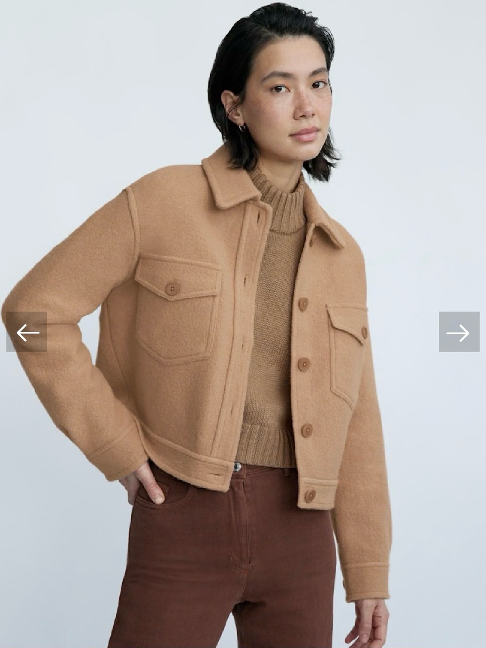 Wilfred Free Shirt Jacket Womens
Size M Tan Autumn Shacket Merino Wool Aritzia